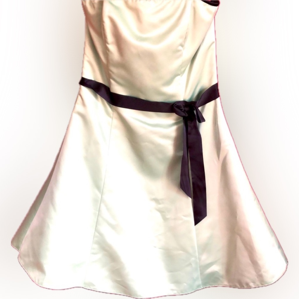 Vintage 1980s Jessica McClintock for Gunne Sax Ivory Satin Dress Size 11/12